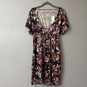 Land's End Floral Deep V Spring and Summer  Mini Dress